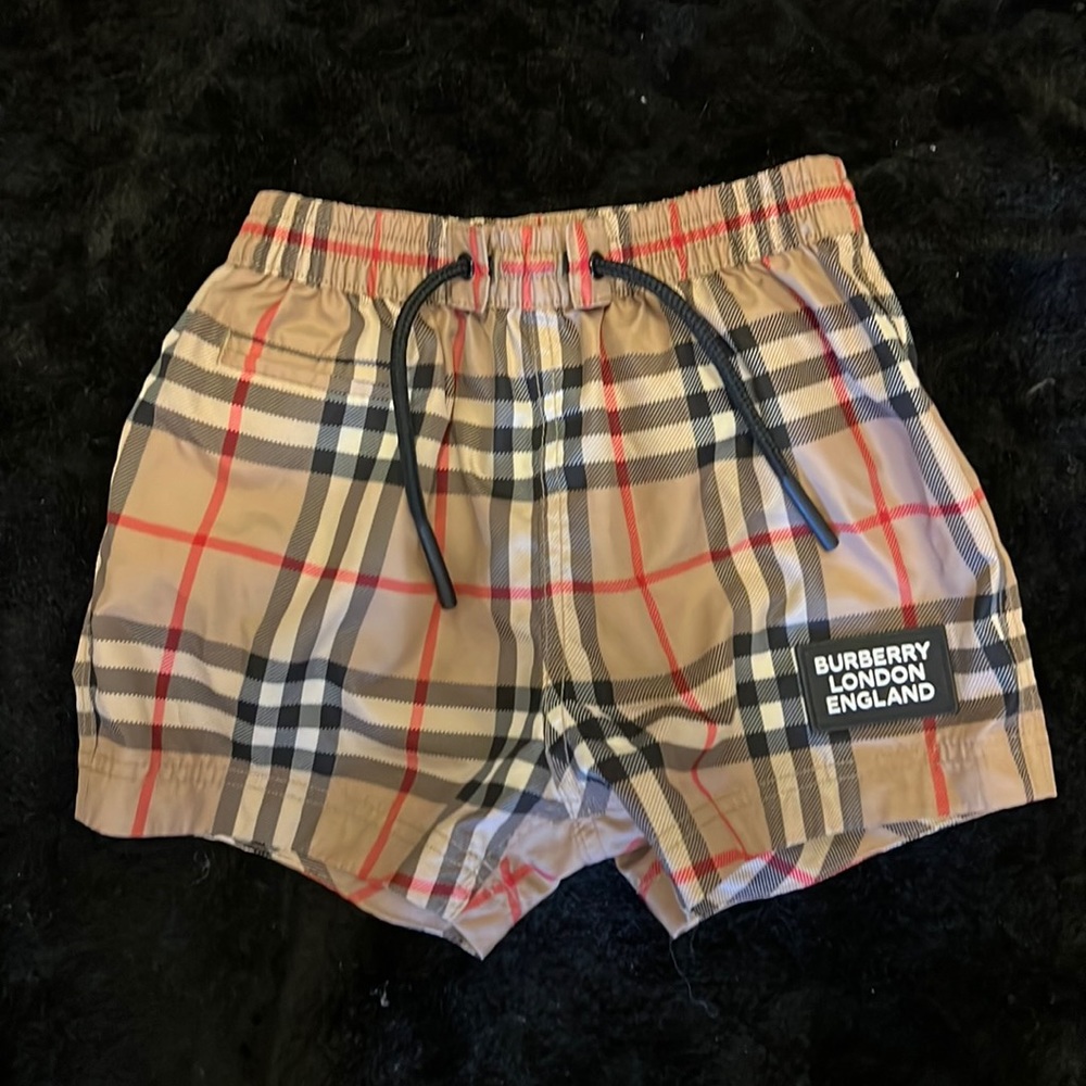 Baby burberry swim trunks